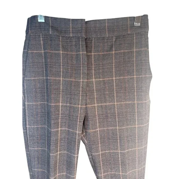 ZARA Small Plaid Small Slim Fit Trousers Gray Check Pattern - Picture 7 of 14